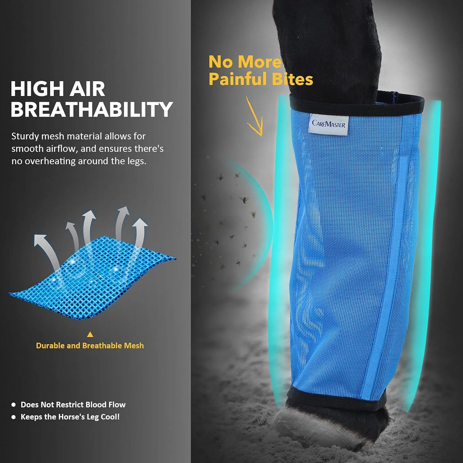 Fine Mesh Fly Boots Loose Fitting & Non-Slip Horse Fly Leggings No More Horsefly Nuisance Greatly Reduce Stomping Breathable with Natural Air Flow (Set of 4)
