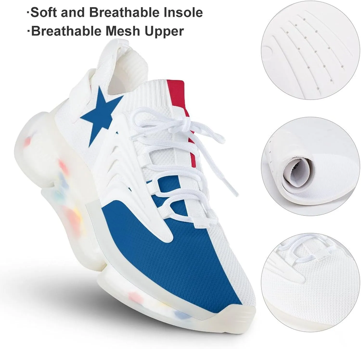 Flag of Panama Comfortable Running Shoes for Men Quick Dry Non-Slip Tennis Gym Sneakers