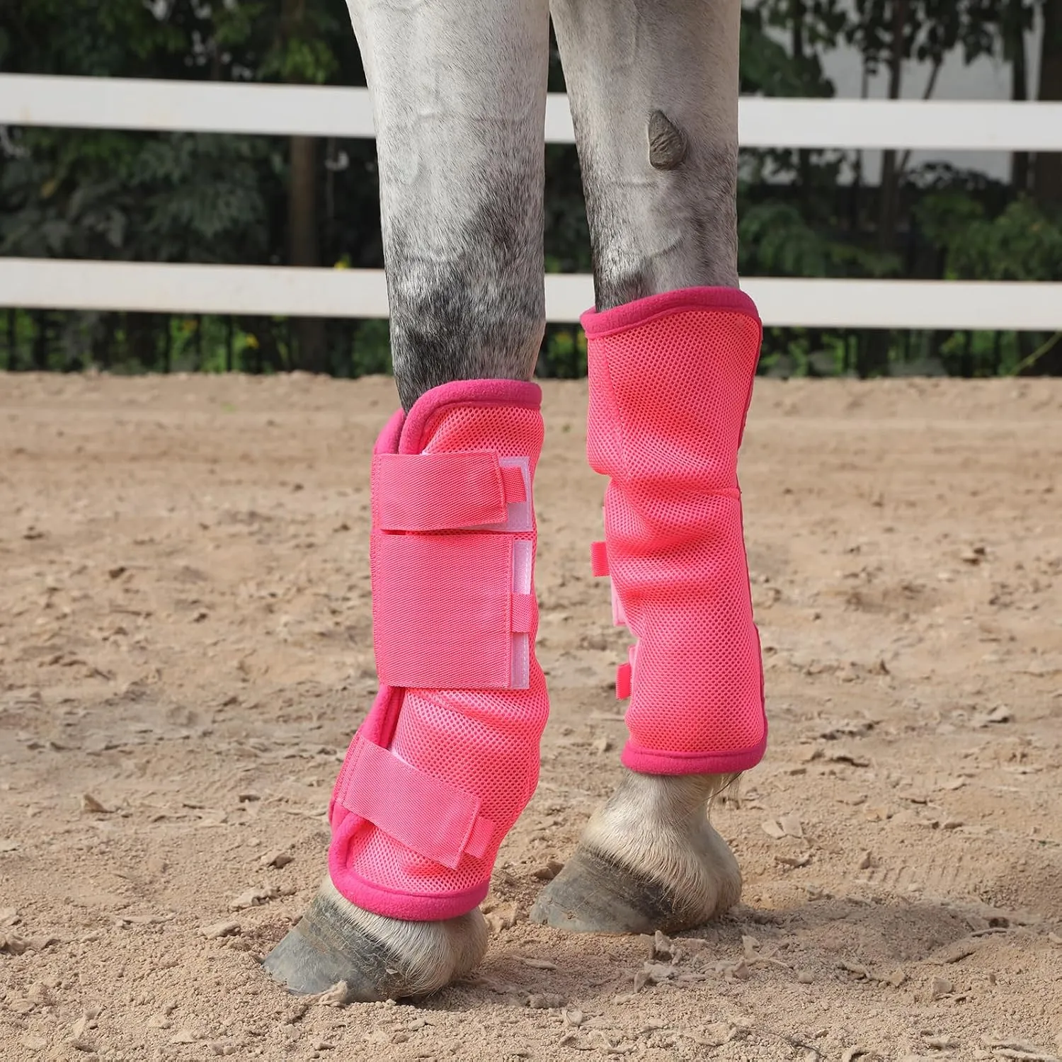 Fly Boots for Horses Set of 4, Non-Slip Horse Fly Boots, Comfy Airflow Mesh, No More Stomping & Horsefly Nuisance Pink Cob