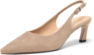 FOGEENA Womens Ankle Strap Night Club Pointed Toe Buckle Cute Suede Kitten Leather Low Heel Pumps Shoes 2 Inch