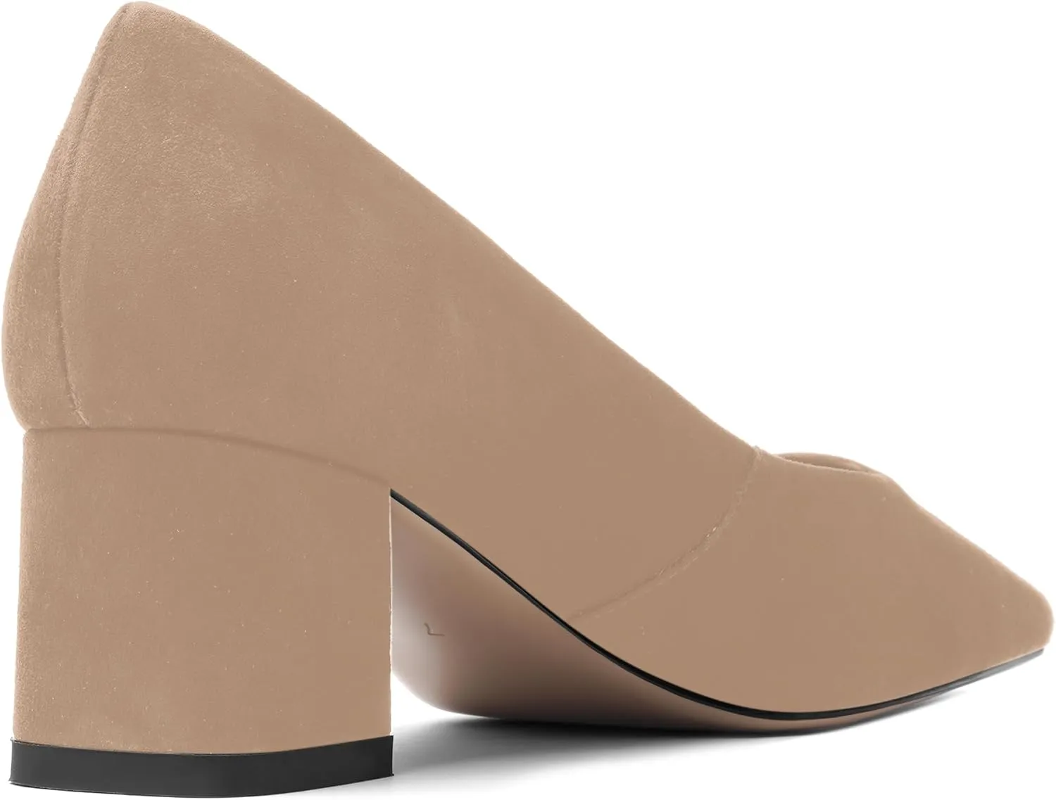 FOGEENA Womens Dress Comfortable Suede Leather Square Toe Slip On Wedding Chunky Low Heel Pumps Dress Shoes 2.2 Inch