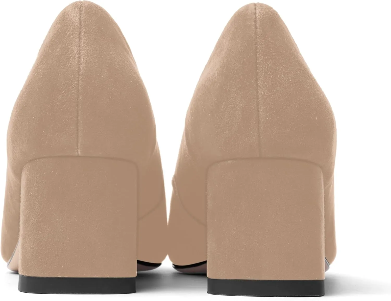FOGEENA Womens Dress Comfortable Suede Leather Square Toe Slip On Wedding Chunky Low Heel Pumps Dress Shoes 2.2 Inch