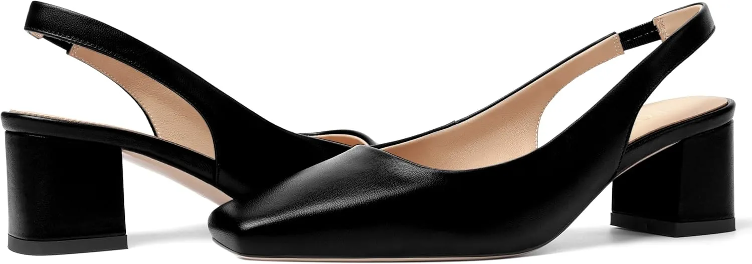 FOGEENA Womens Matte Square Toe Sexy Bridal Slip On Solid Chunky Leather Low Heel Pumps Shoes 2 Inch
