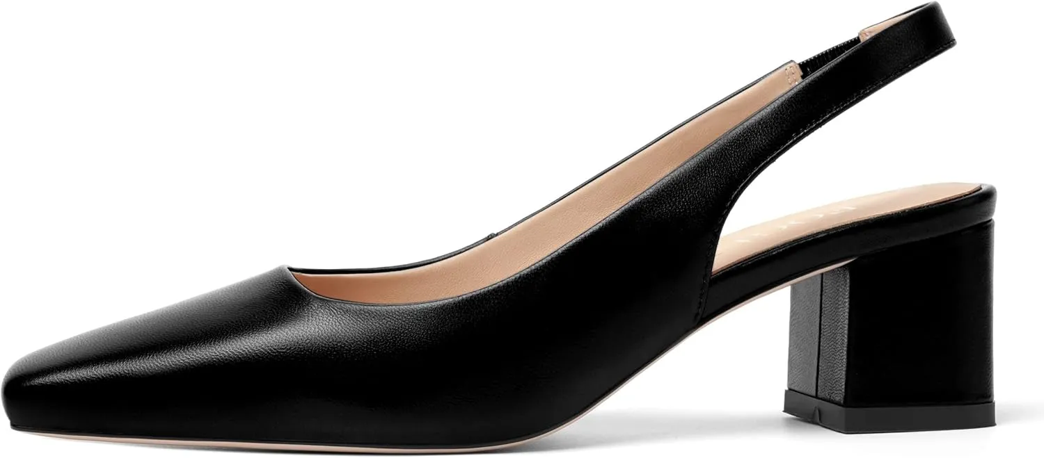 FOGEENA Womens Matte Square Toe Sexy Bridal Slip On Solid Chunky Leather Low Heel Pumps Shoes 2 Inch
