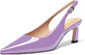 FOGEENA Womens Solid Patent Pointed Toe Dating Ankle Strap Casual Buckle Kitten Leather Low Heel Pumps Shoes 2 Inch