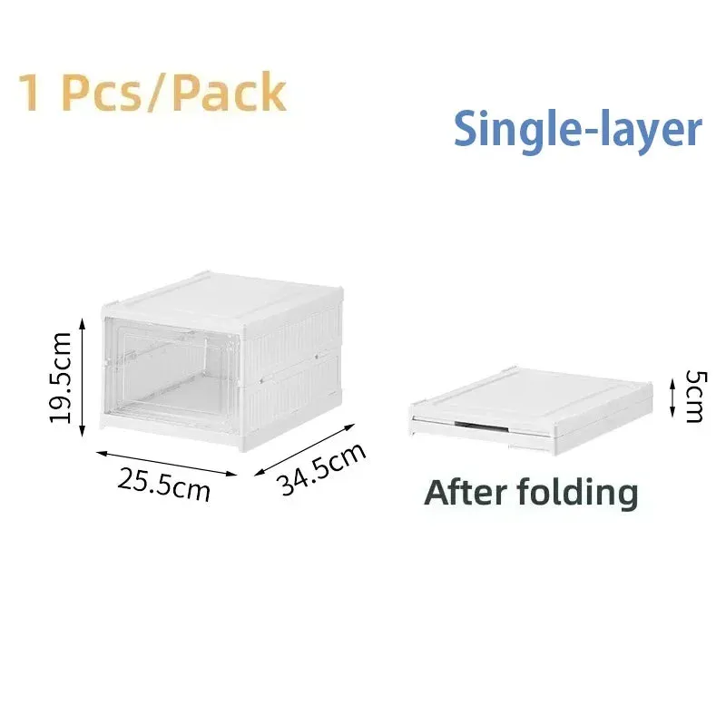 Foldable Shoe Rack Organizer 6 Layers Transparent Tackie Box Collapsible Home Sneaker Storage Stackable Shoes Cabinet For Closet