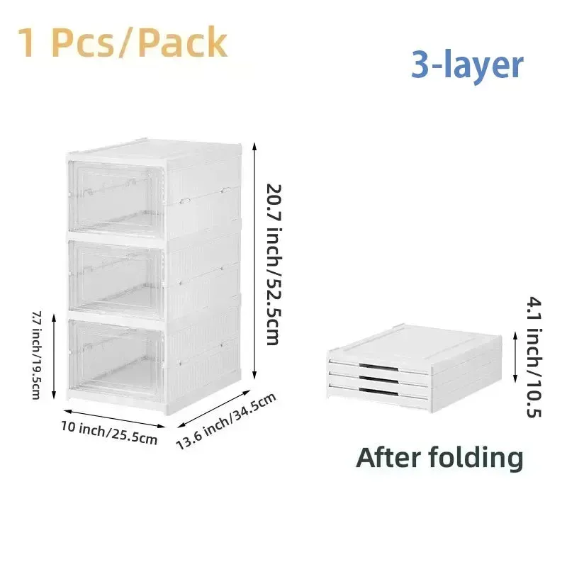 Foldable Shoe Rack Organizer 6 Layers Transparent Tackie Box Collapsible Home Sneaker Storage Stackable Shoes Cabinet For Closet