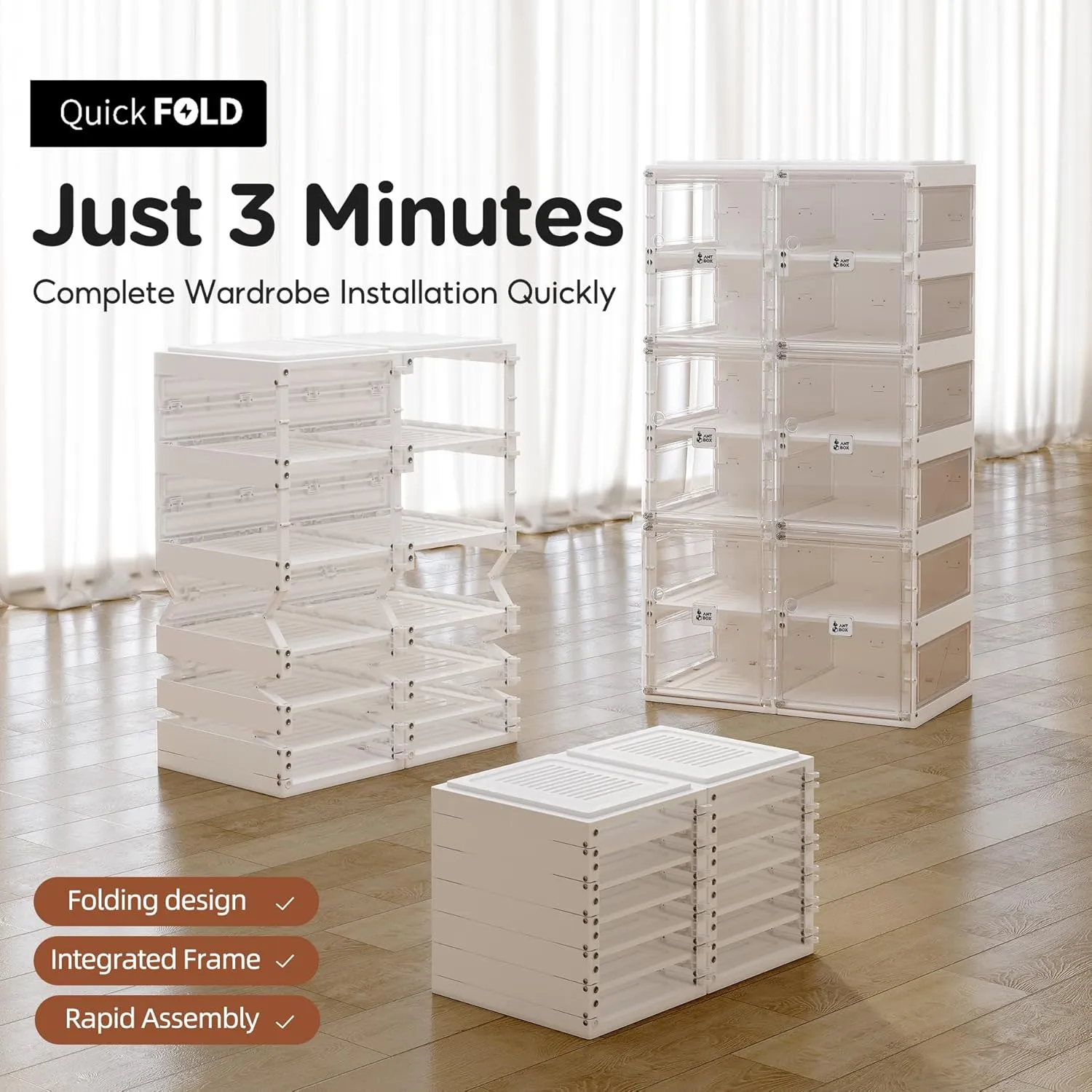 Foldable Shoe Rack,Shoe Organizers for Closet Plastic Shoe Storage Box Space Saving for Entryway, Large Sturdy Stackable Sneaker Cabinet Bins with Magnetic Clear Door 10 Tiers 20 Pairs