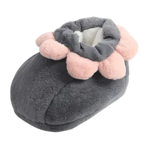 Foot Warmer Feet Warmer Shoe Soft Portable Feet Warmer Boot Winter Warm Shoe for Travel Apartment Dorm Bedroom, Gray, as described