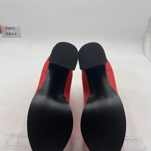 FOWT Women’s Black Leather Chelsea Boots Lightweight Platform Ankle Booties Red
