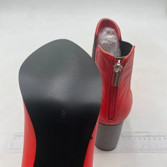FOWT Women’s Black Leather Chelsea Boots Lightweight Platform Ankle Booties Red