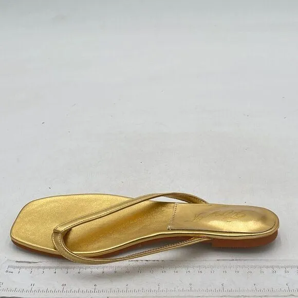 FOWT Womens  Flip Flops Thong flat sandals Slip on Slides Lightweight Gold