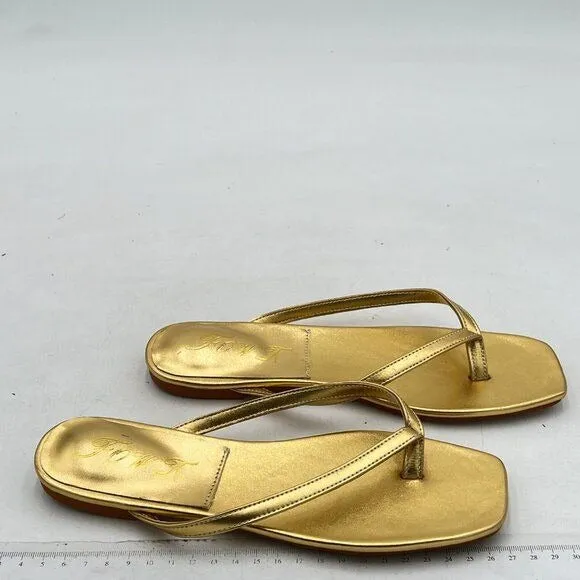 FOWT Womens  Flip Flops Thong flat sandals Slip on Slides Lightweight Gold