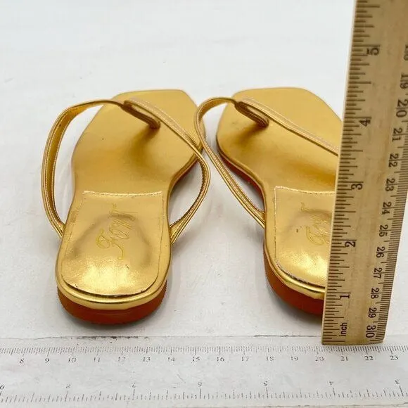 FOWT Womens  Flip Flops Thong flat sandals Slip on Slides Lightweight Gold