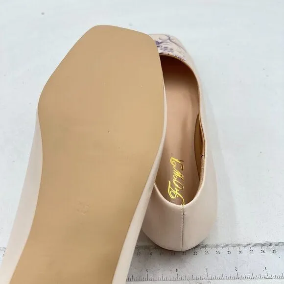 FOWT Women's Original Flower Pattern Soft Cream Leather Handmade Flats