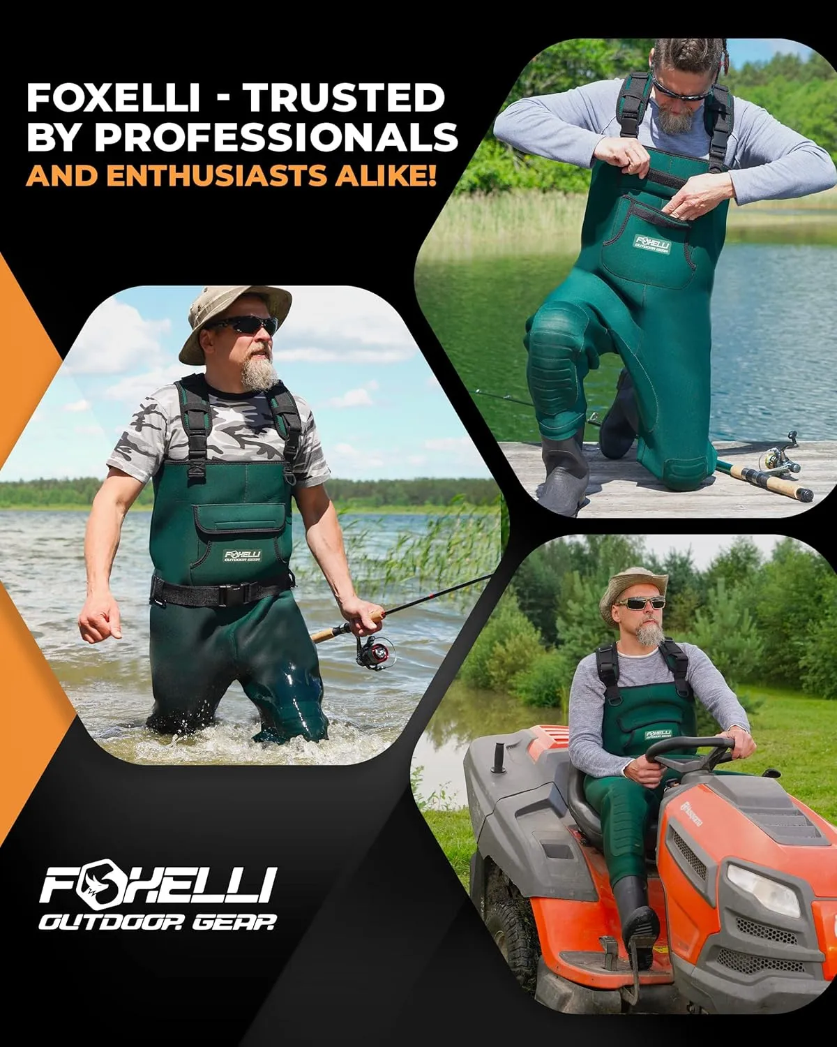 Foxelli Chest Waders, Waterproof 4mm Neoprene Hunting & Fishing Waders for Men & Women with Boots