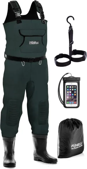 Foxelli Chest Waders, Waterproof 4mm Neoprene Hunting & Fishing Waders for Men & Women with Boots