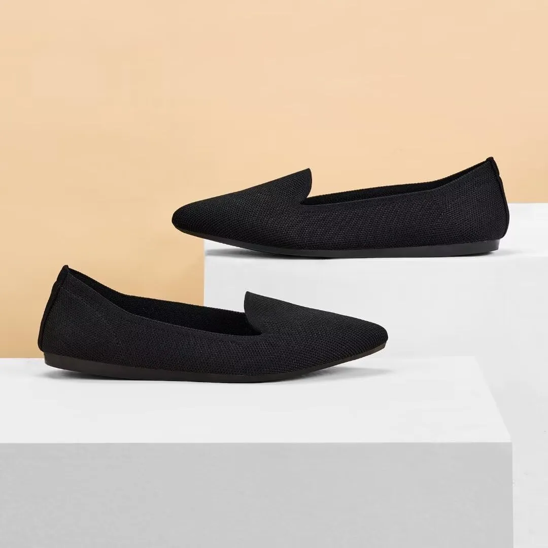 Frank Mully Women's Casual Loafer Flats Slip On Loafer Shoes Comfortable Knit Flat Shoes Classics Pointy Toe Loafer Flats,for Work,Travel
