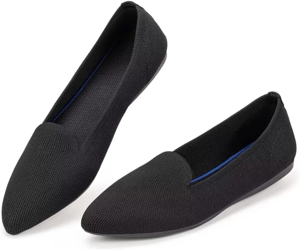 Frank Mully Women's Casual Loafer Flats Slip On Loafer Shoes Comfortable Knit Flat Shoes Classics Pointy Toe Loafer Flats,for Work,Travel