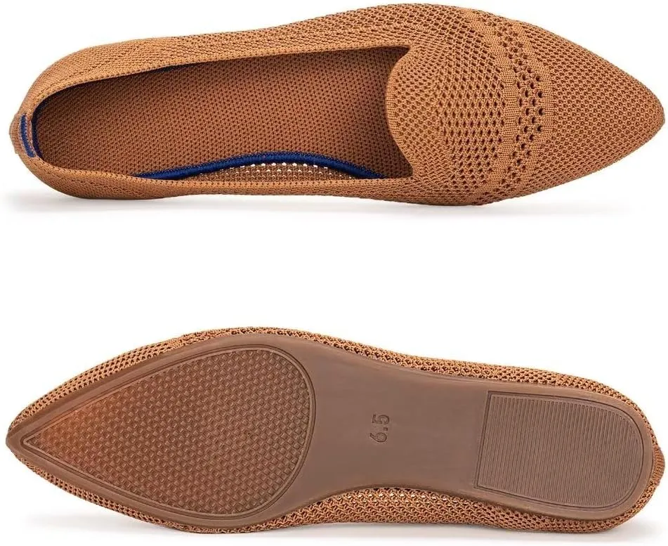 Frank Mully Women's Casual Loafer Flats Slip On Loafer Shoes Comfortable Knit Flat Shoes Classics Pointy Toe Loafer Flats,for Work,Travel