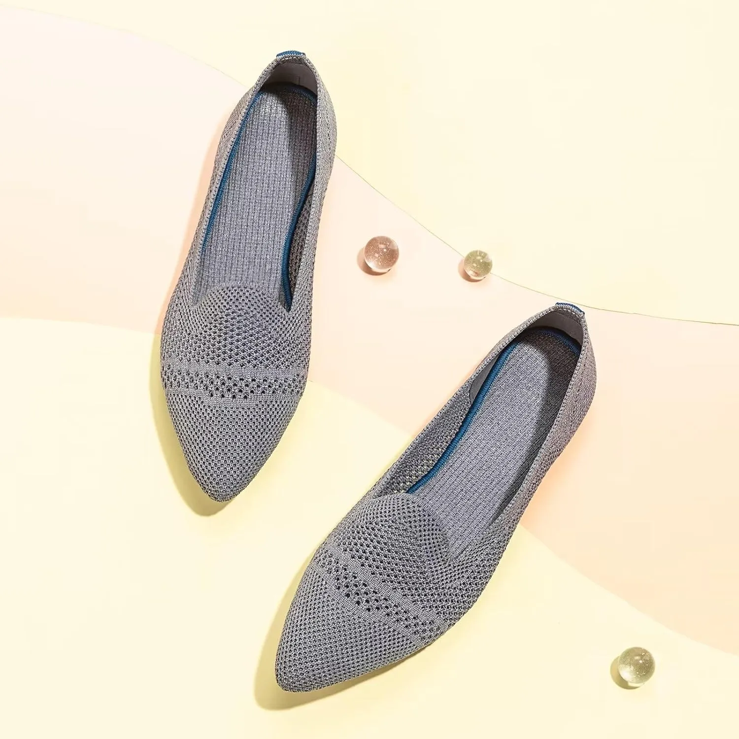 Frank Mully Women's Casual Loafer Flats Slip On Loafer Shoes Comfortable Knit Flat Shoes Classics Pointy Toe Loafer Flats,for Work,Travel