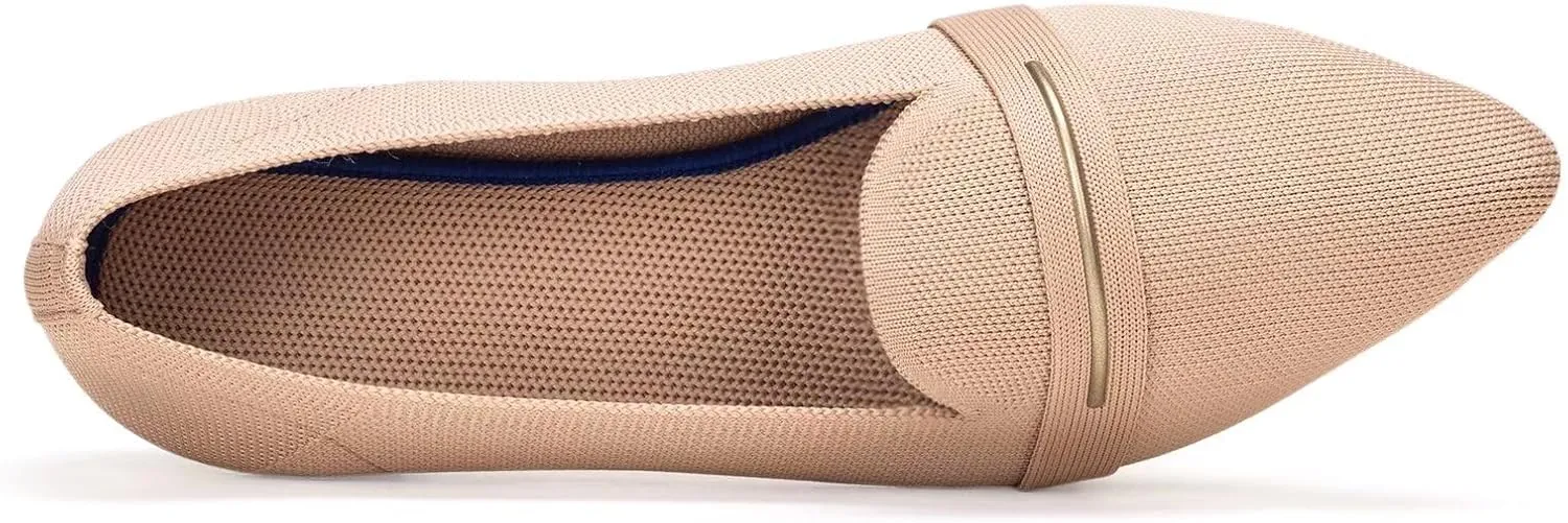 Frank Mully Women's Casual Loafer Flats Slip On Loafer Shoes Comfortable Knit Flat Shoes Classics Pointy Toe Loafer Flats,for Work,Travel