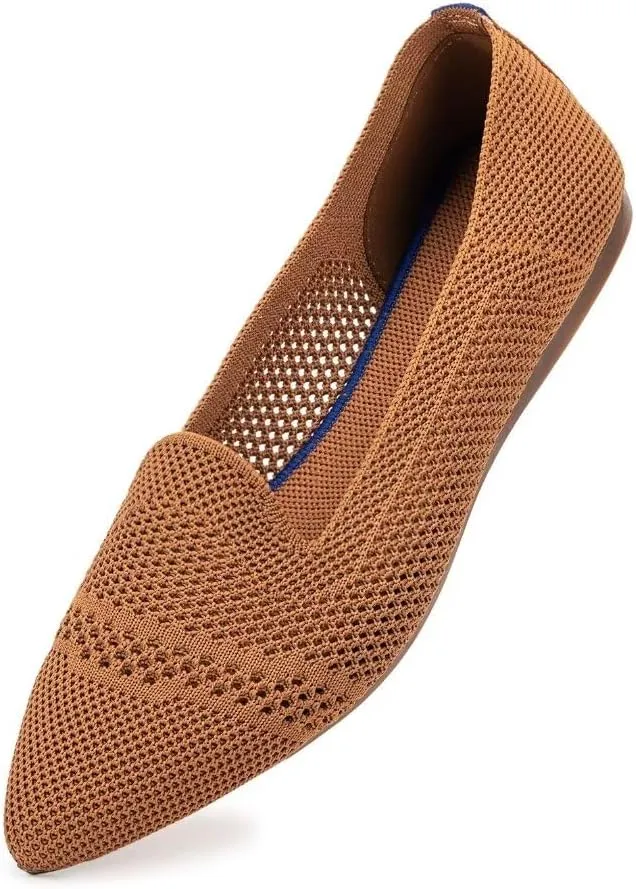 Frank Mully Women's Casual Loafer Flats Slip On Loafer Shoes Comfortable Knit Flat Shoes Classics Pointy Toe Loafer Flats,for Work,Travel