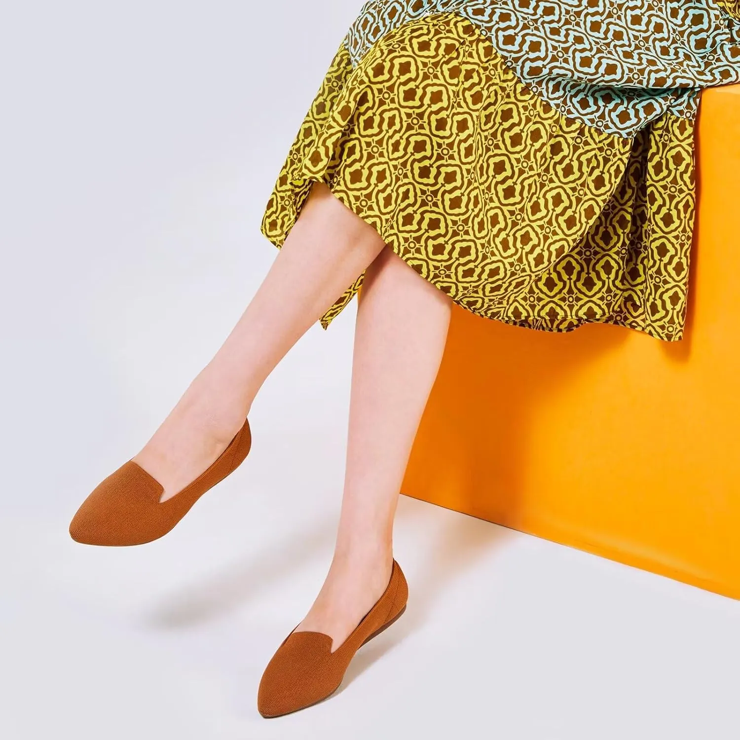 Frank Mully Women's Casual Loafer Flats Slip On Loafer Shoes Comfortable Knit Flat Shoes Classics Pointy Toe Loafer Flats,for Work,Travel