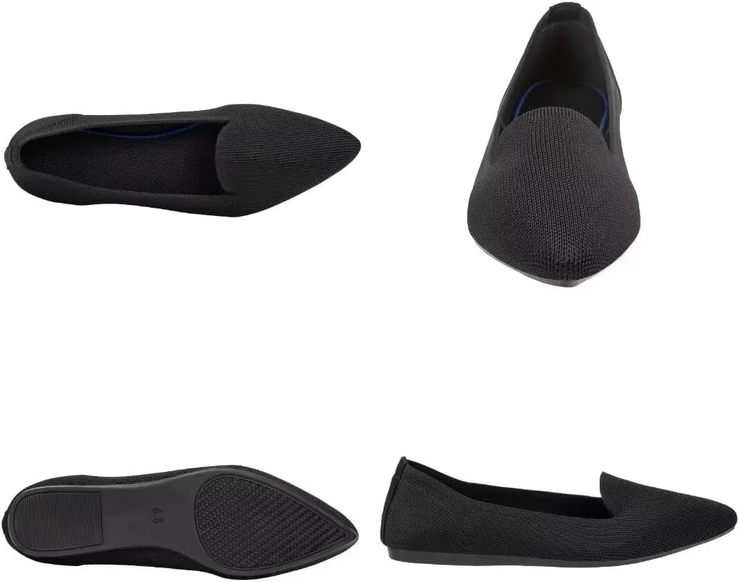 Frank Mully Women's Casual Loafer Flats Slip On Loafer Shoes Comfortable Knit Flat Shoes Classics Pointy Toe Loafer Flats,for Work,Travel
