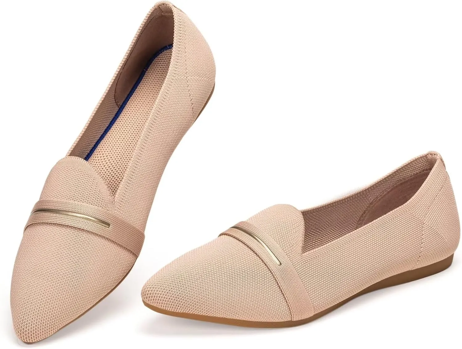 Frank Mully Women's Casual Loafer Flats Slip On Loafer Shoes Comfortable Knit Flat Shoes Classics Pointy Toe Loafer Flats,for Work,Travel
