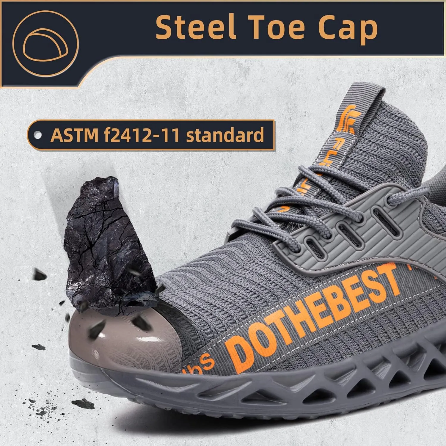 Furuian Steel Toe Sneakers for Men Women Lightweight Safety Shoes Comfortable Puncture Proof Slip On Indestructible Work Shoes