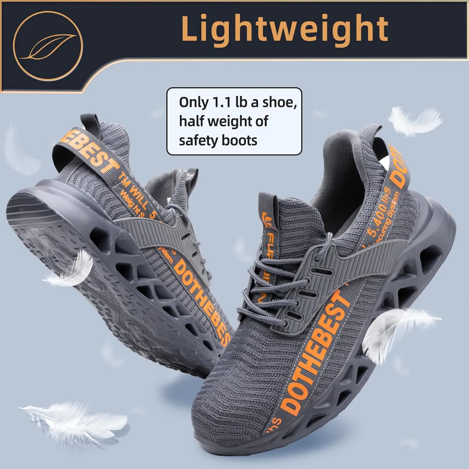 Furuian Steel Toe Sneakers for Men Women Lightweight Safety Shoes Comfortable Puncture Proof Slip On Indestructible Work Shoes