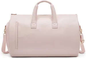 Garment Duffle Bags for Travel,Convertible Carry on Garment Bag with Shoe Compartment,2 in 1 Faux Leather Waterproof Travel Suit Bag with Shoulder Strap for Men Women