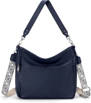 Genuine Leather Purse for Women, Soft Leather Crossbody Hobo Bag with 2 Removable Straps Womens Purses and Handbags
