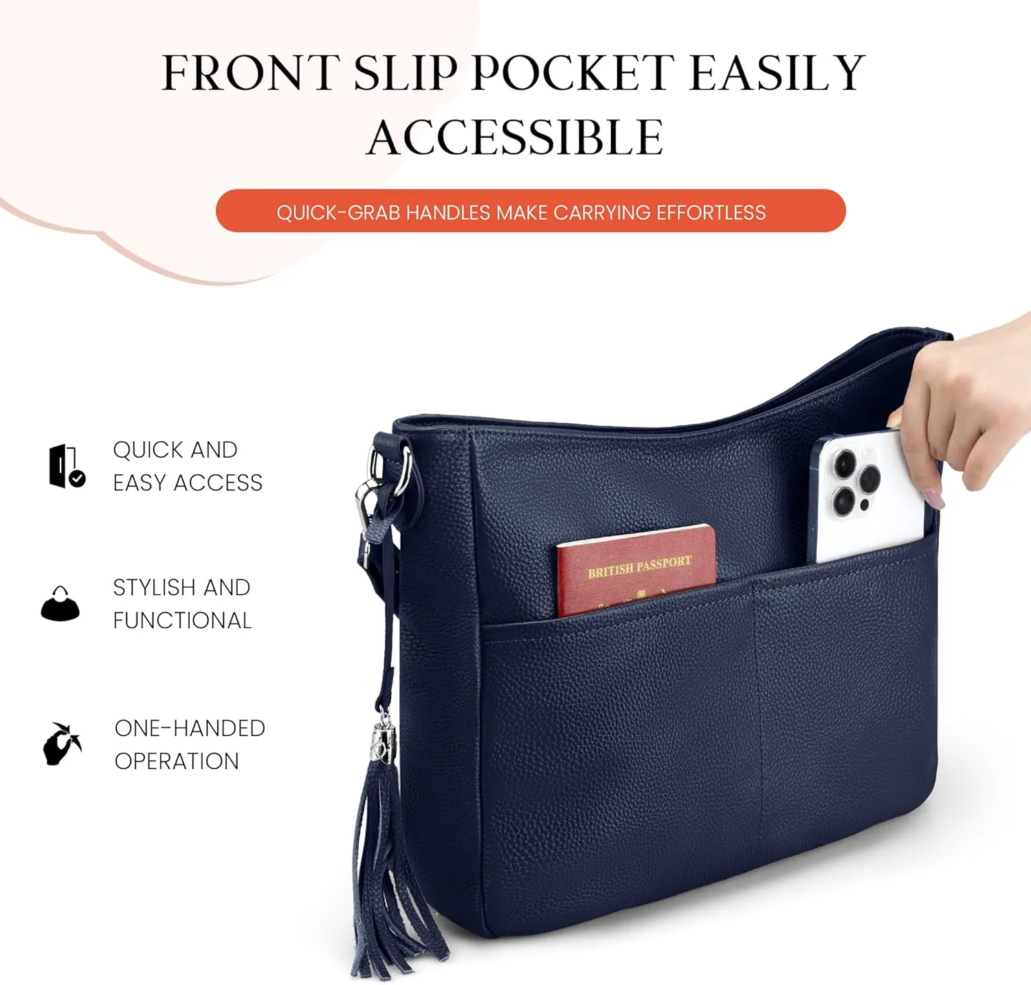 Genuine Leather Purse for Women, Soft Leather Crossbody Hobo Bag with 2 Removable Straps Womens Purses and Handbags