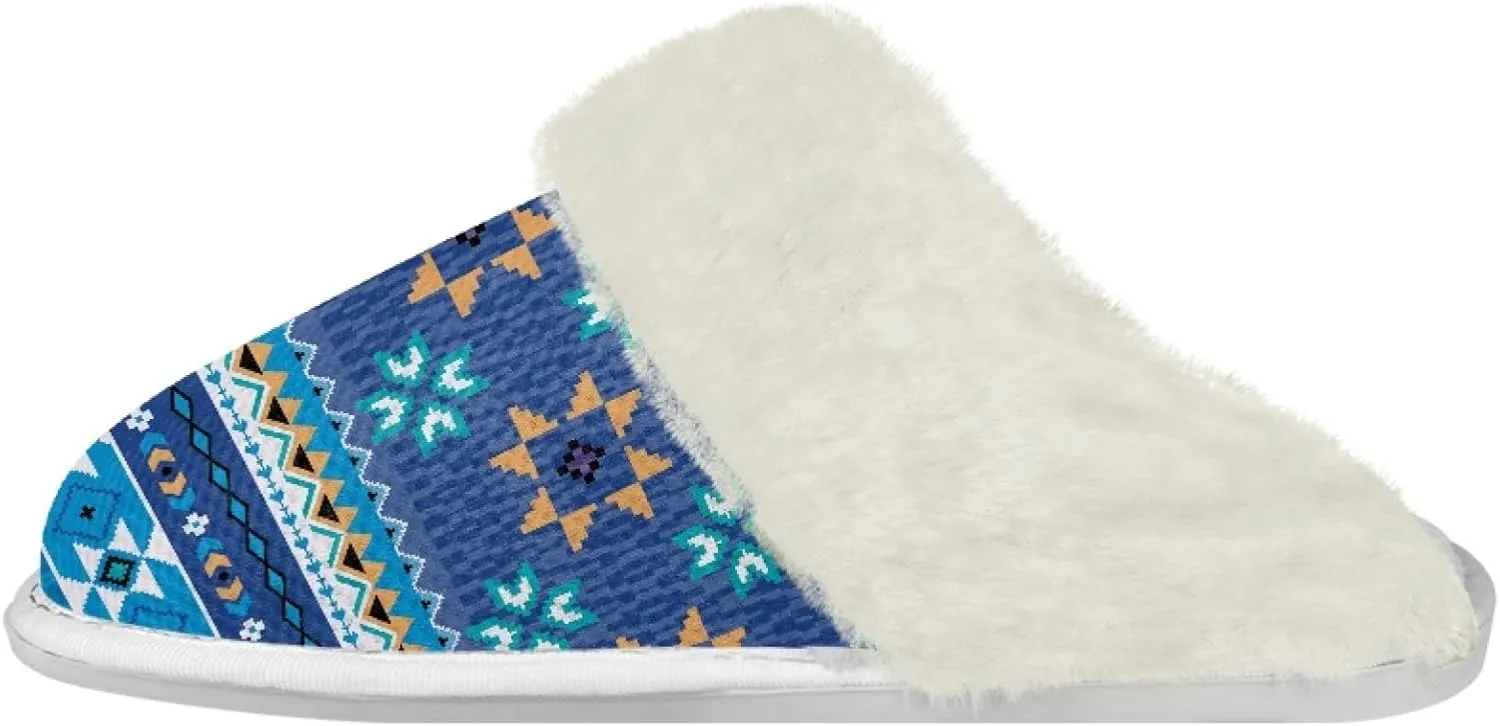 Geometic Aztec Print Comfy Slippers for Women Indoor and Outdoor,Slip on House Slippers,Warm and Cozy
