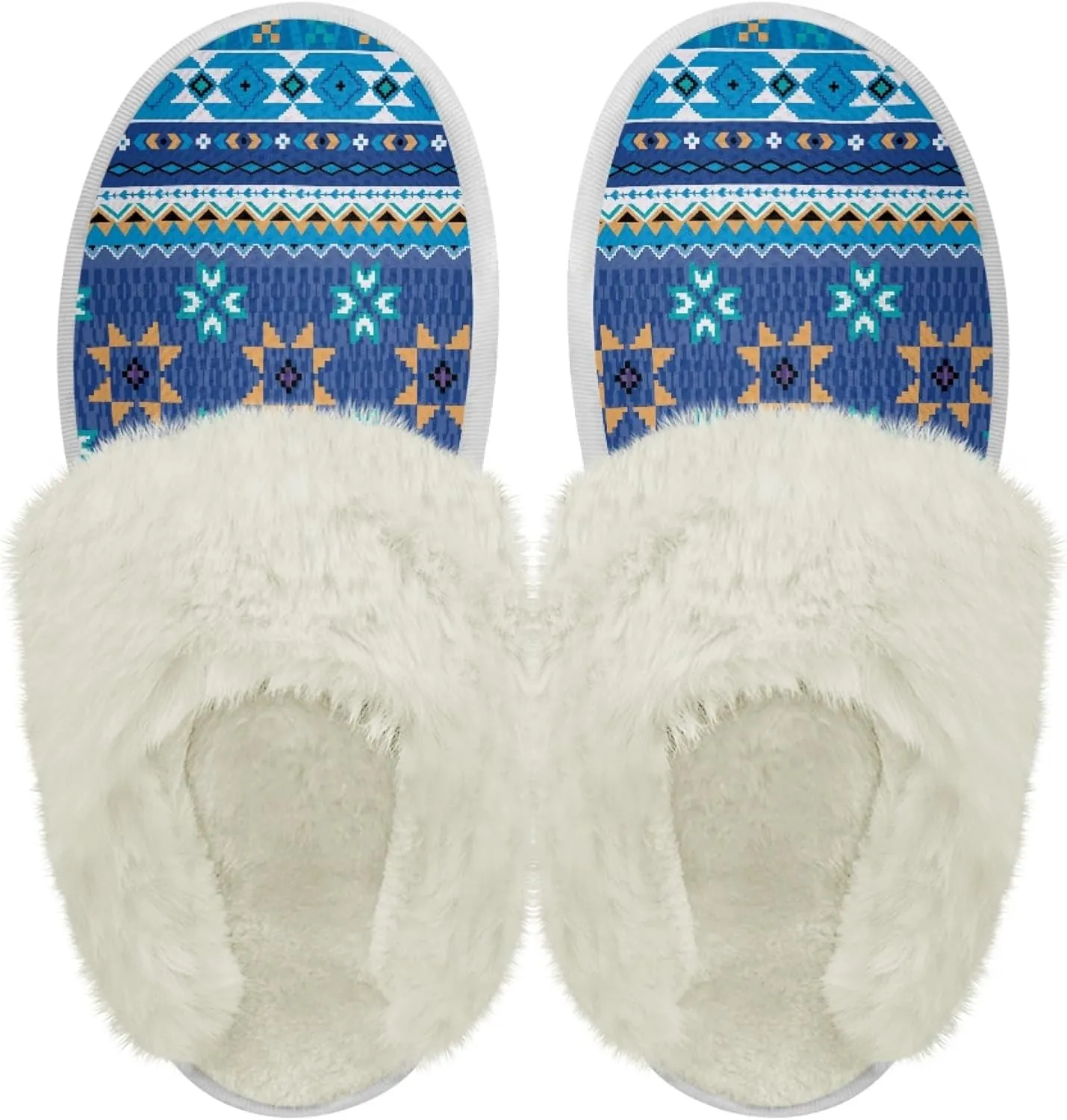 Geometic Aztec Print Comfy Slippers for Women Indoor and Outdoor,Slip on House Slippers,Warm and Cozy