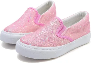 Girls Sparkle Slip-on Shoes Toddlers Canvas Sneakers Light Weight Comfortable Causal Running Shoes Skin-Friendly
