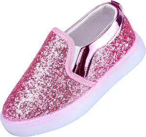 Girls Sparkle Slip-on Shoes Toddlers Canvas Sneakers Light Weight Comfortable Causal Running Shoes Skin-Friendly