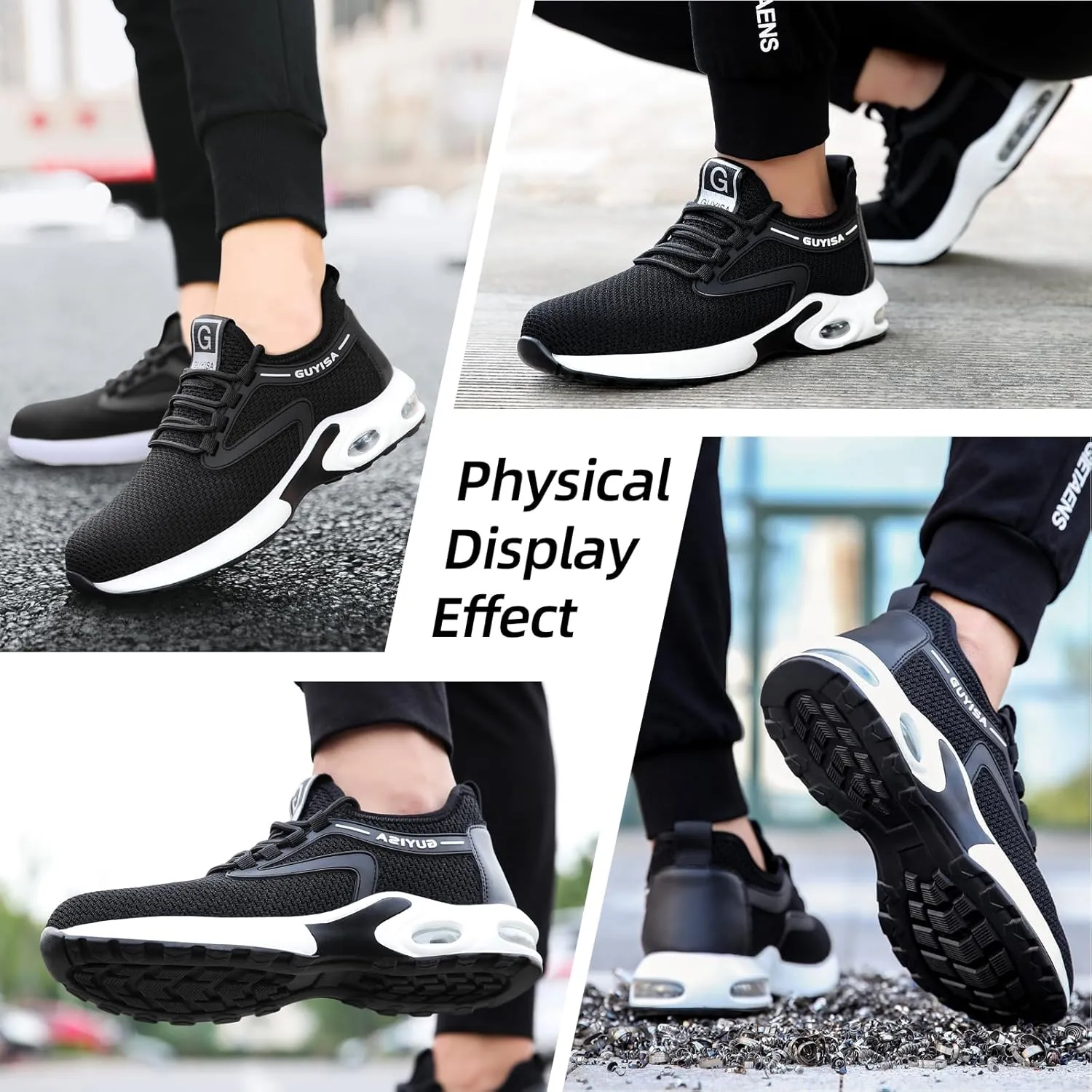 GLANOUDUN Steel Toe Shoes for Men Black Work Shoes Lightweight Safety Shoe for Men Indestructible Steel Toe Sneakers Industrial Construction Shoe Men's Work & Safety Footwear