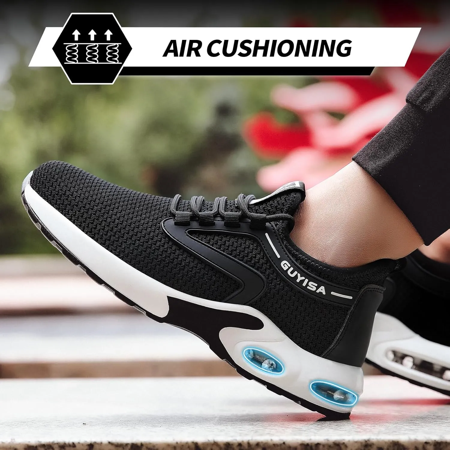 GLANOUDUN Steel Toe Shoes for Men Black Work Shoes Lightweight Safety Shoe for Men Indestructible Steel Toe Sneakers Industrial Construction Shoe Men's Work & Safety Footwear