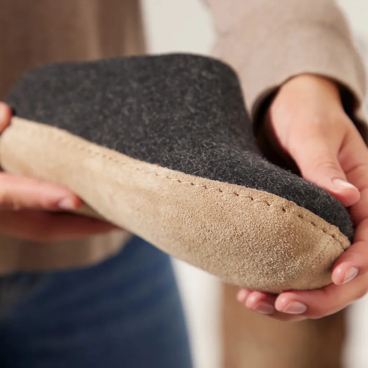 Glerups The Slip On Charcoal - Leather Sole