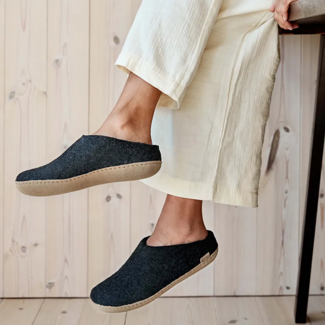 Glerups The Slip On Charcoal - Leather Sole