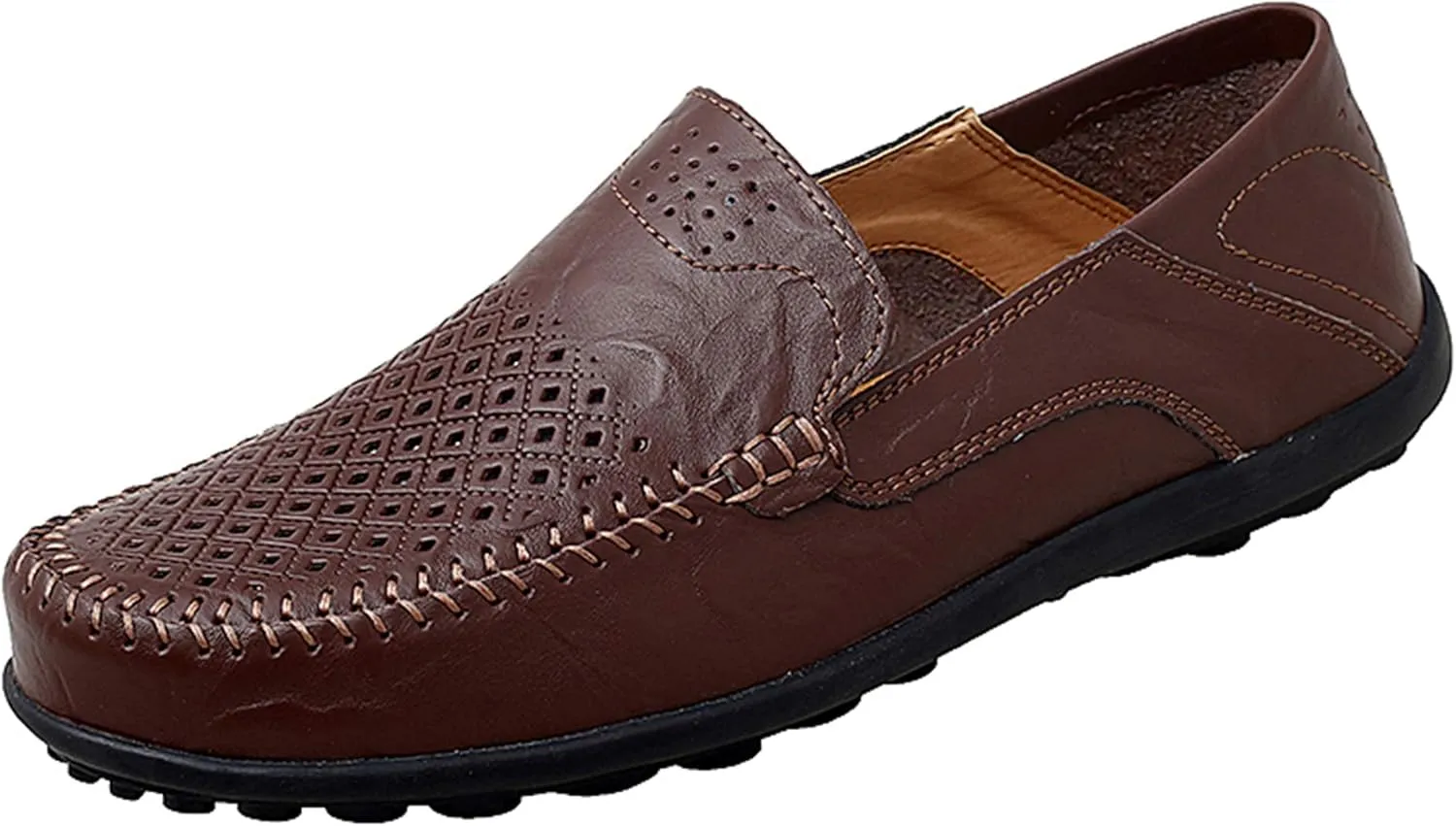 Go Tour Men's Premium Genuine Leather Casual Slip on Loafers Breathable Driving Shoes Fashion Slipper