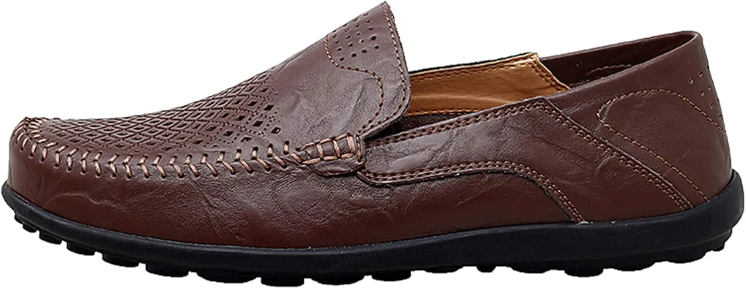 Go Tour Men's Premium Genuine Leather Casual Slip on Loafers Breathable Driving Shoes Fashion Slipper