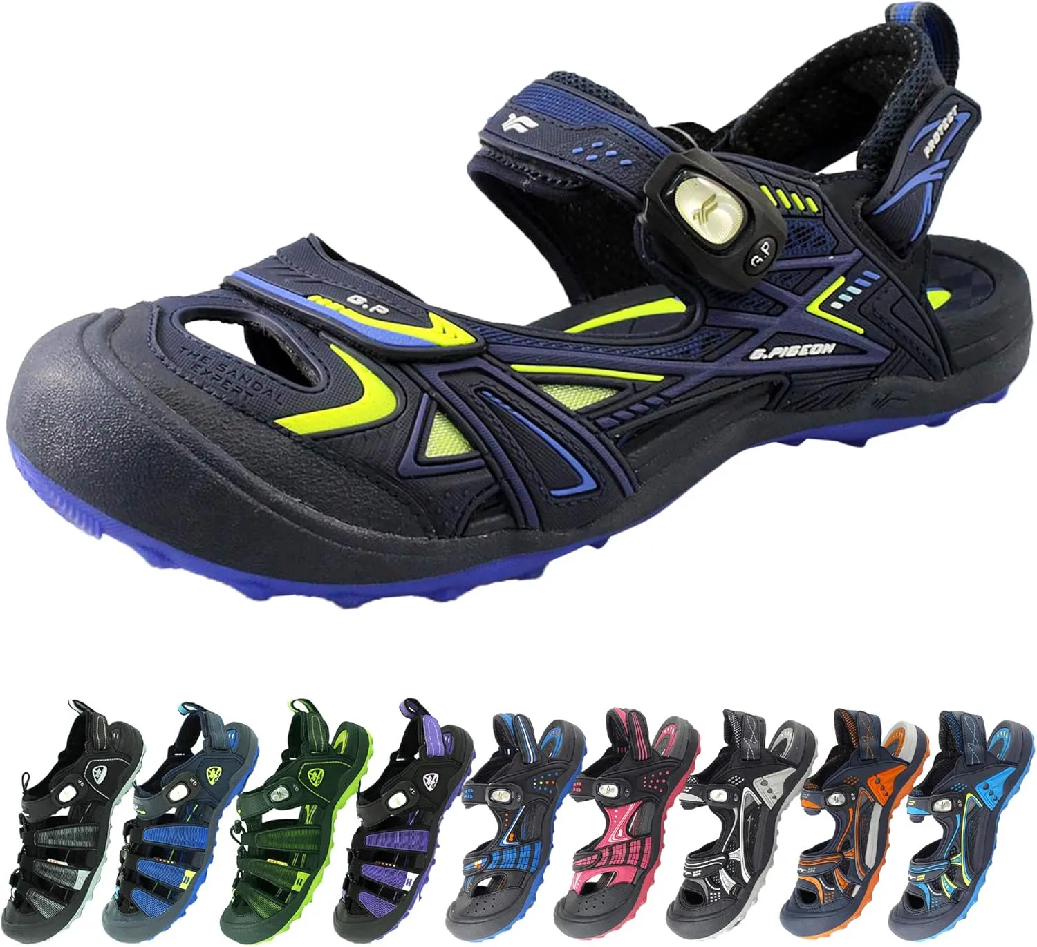 Gold Pigeon Shoes Toe Guard Unisex Outdoor Sandals, Easy Snap Lock Closure
