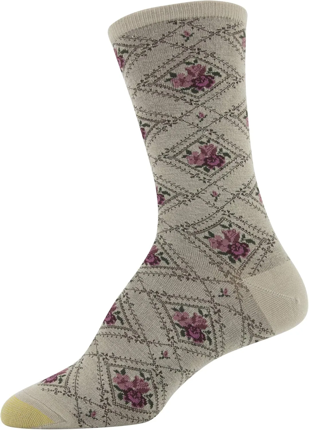 GOLDTOE Women's Floral Dress Crew Socks, 3 Pairs