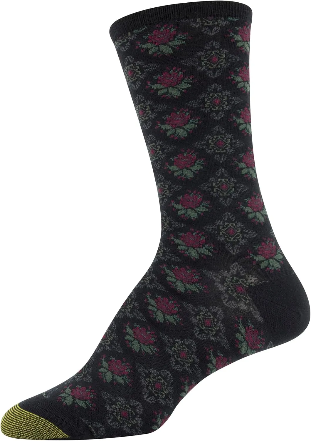 GOLDTOE Women's Floral Dress Crew Socks, 3 Pairs