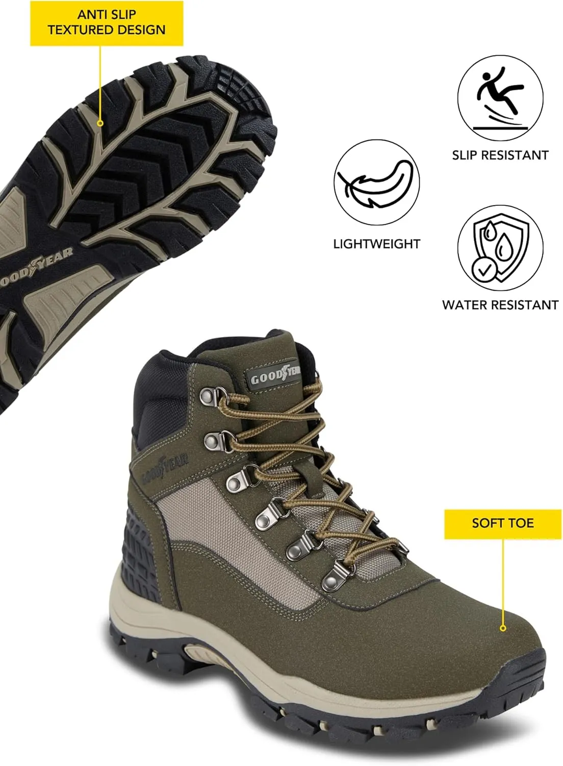 Goodyear Men's Montana Work Boot – Rugged & Durable Lace-Up Boots for Work & Hiking