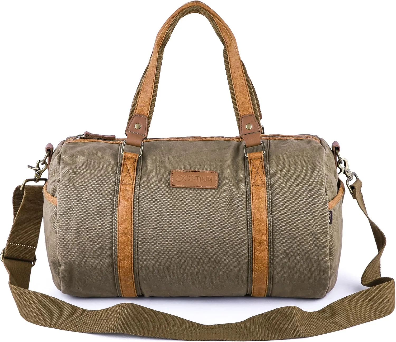 Gootium Duffle Bag - Canvas Travel Duffel Weekender Shoulder Bags Gym Tote, 28L, Army Green